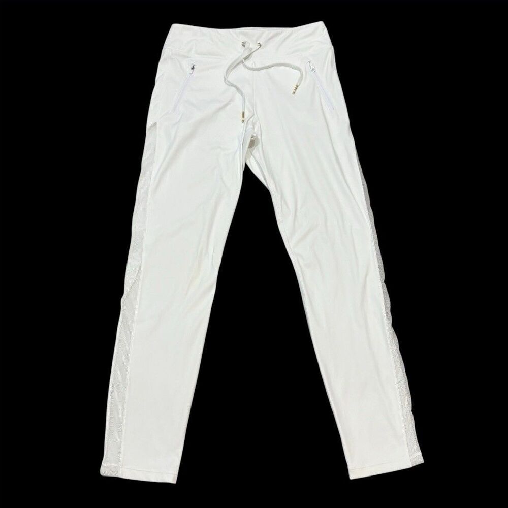 Alala Womens White Fast Track Pant Mesh Stripe Leggings Joggers Size S